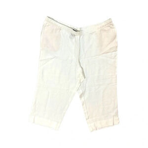 J Jill Love Linen 100% Linen Cropped Pants 3X NEW White